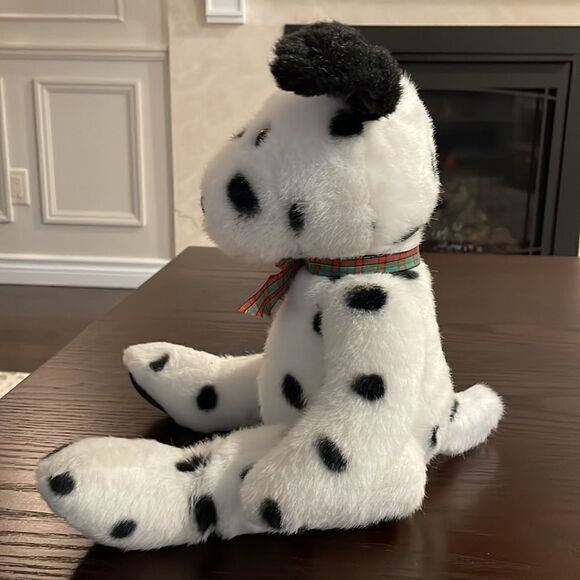 Beautiful Dalmatian Dog Stuffed Animal Corduroy Paw Pads with Red Green Plaid - Picture 5 of 9